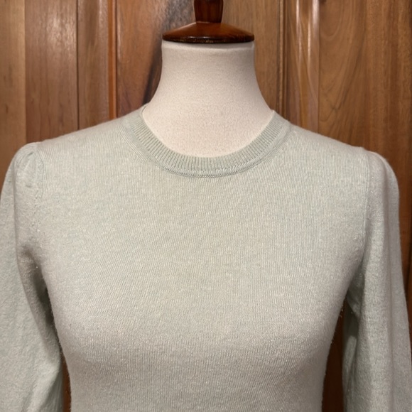 Banana Republic Puff-Shoulder Crewneck Sweater - Merino Wool/Cashmere, EUC S - Picture 2 of 15
